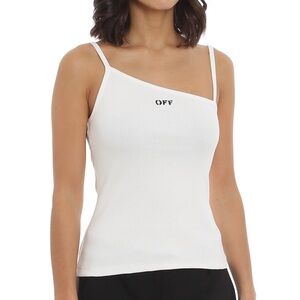 Off-White | Ribbed Cotton Asymmetric Top